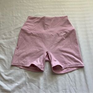Pink Athletic Shorts with High-Rise Waistband and Moisture-Wicking Fabric